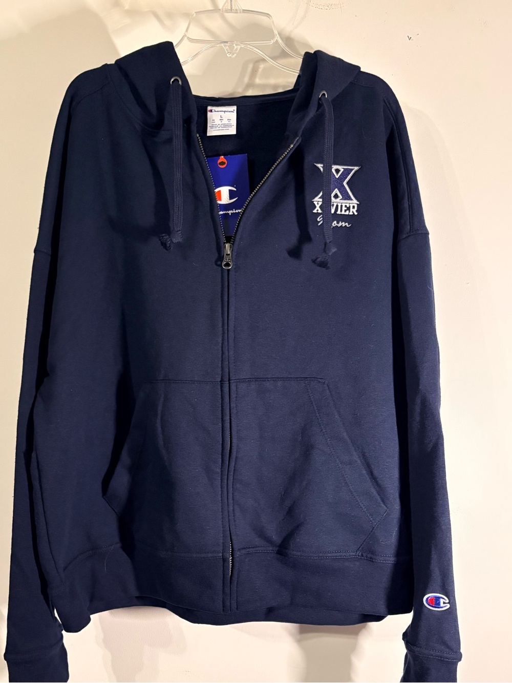 Xavier Mom Champion Navy Zip-Up Hoodie Jacket